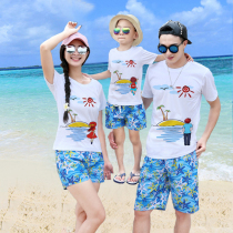 Parent-Child clothing summer beach super large size family of three short sleeve set mother daughter mother and son seaside vacation Sanya tourism