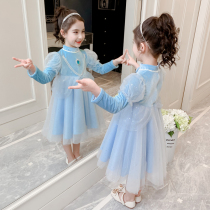 Aisha princess dress girl spring and autumn puffy gauze spring dress 2021 new childrens foreign spring little girl dress