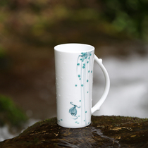 Landscape Blue Bull hand painted children Artisanal Ceramic Cups Creative Water Glass Female lovers Marks Cup Large Cap