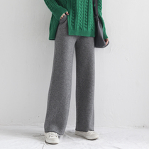 Herringbone straight wide-leg pants double-layer weaving method thickened pure cashmere texture has a certain thickness and a feeling of hanging