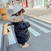 Baby girl down jacket medium long children 2021 new style foreign winter coat children white duck down thick warm jacket