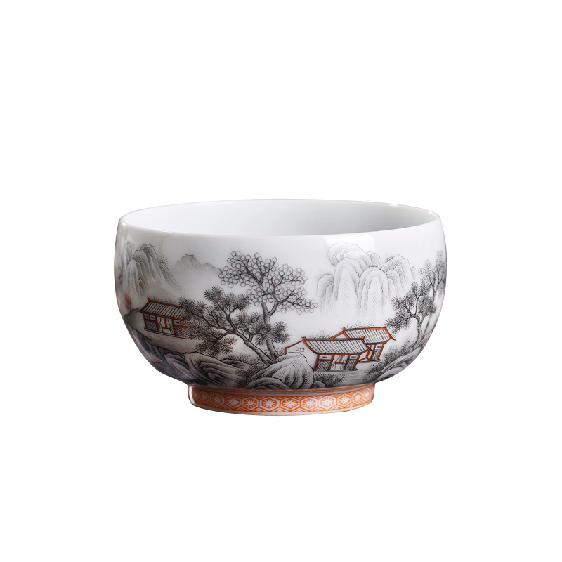 Jingdezhen ceramic all hand - made color ink landscape master cup single ceramic tea set personal kung fu tea cup tea cup