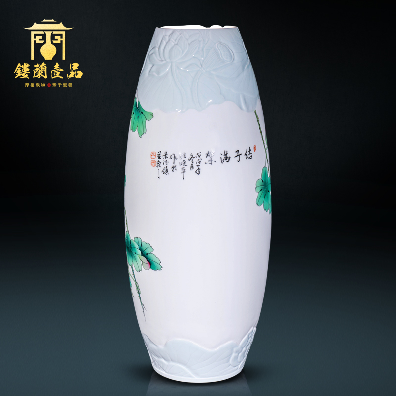 The Master of jingdezhen ceramic all hand - made powder knot with large decorative vase flower arrangement of Chinese style household furnishing articles