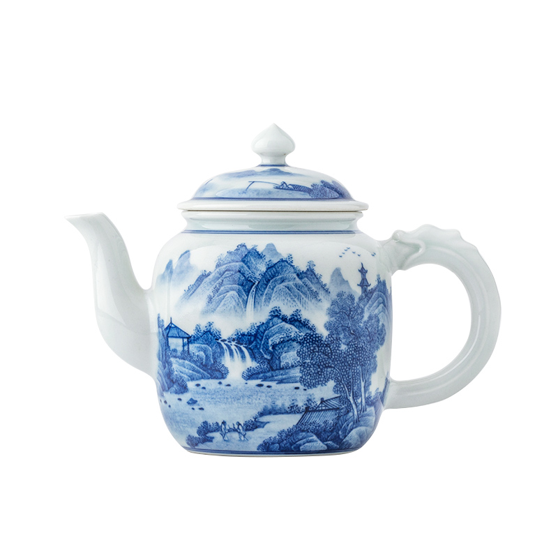 Jingdezhen ceramic hand - made porcelain maintain landscape ewer kung fu tea set large single pot of big capacity of the teapot