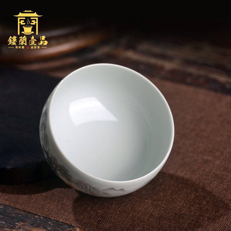 Jingdezhen ceramic all hand - made color ink landscape master cup single ceramic tea set personal kung fu tea cup tea cup