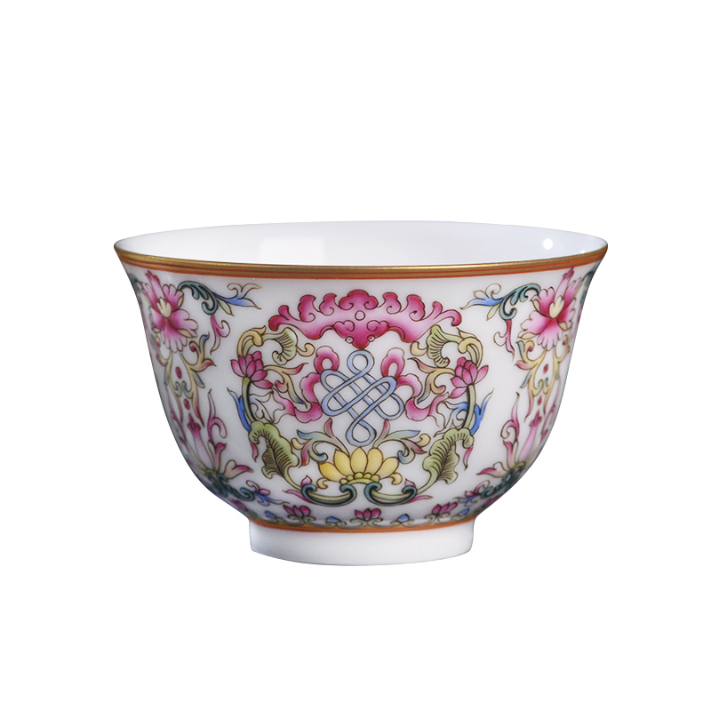 Jingdezhen ceramic all hand - made colored enamel in front master cup kung fu tea cup tea cup sample tea cup