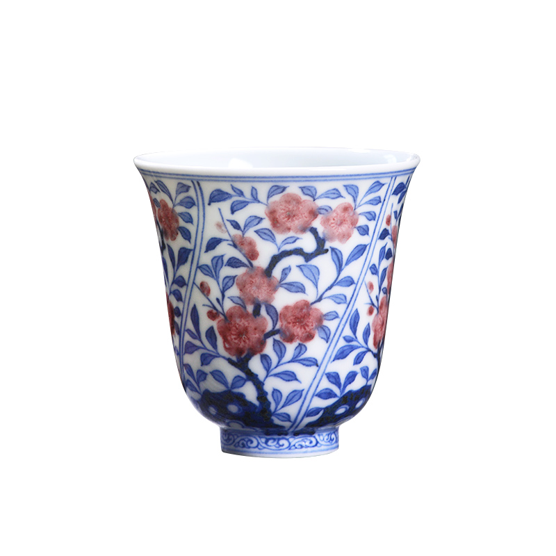 Jingdezhen ceramic blue and white youligong name plum blossom put all hand - made master cup kung fu tea tea cup single CPU fragrance - smelling cup