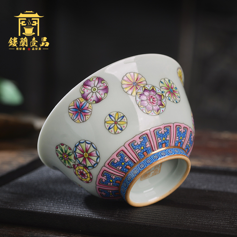 All hand - made pastel ball spend tureen jingdezhen three to tureen tea cups kunfu tea ware bowl with cover a single