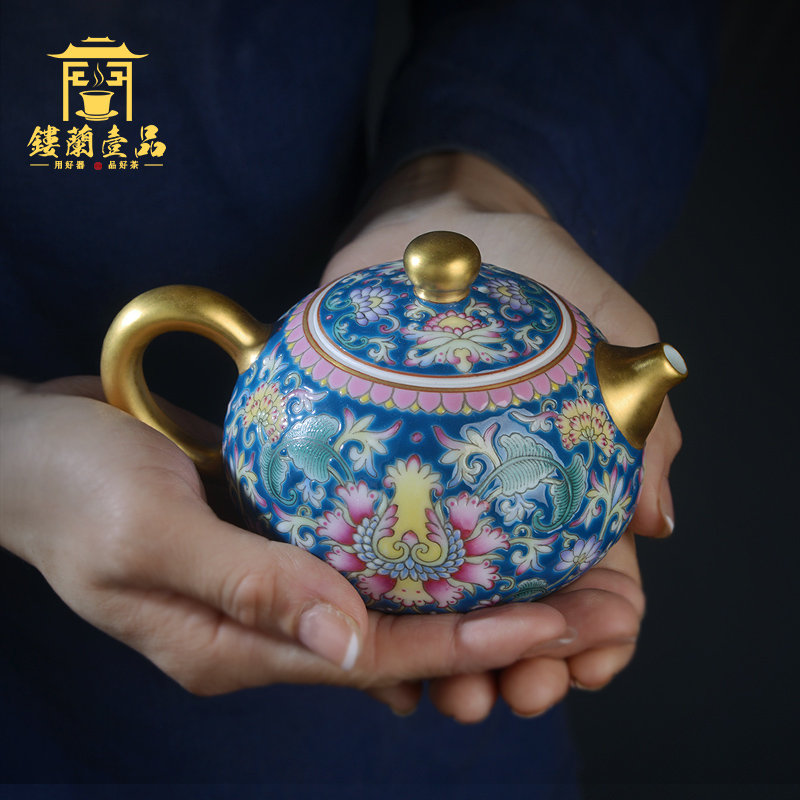 Jingdezhen ceramic all hand - made colored enamel pot of xi shi ewer teapot kung fu tea set large capacity single pot, kettle