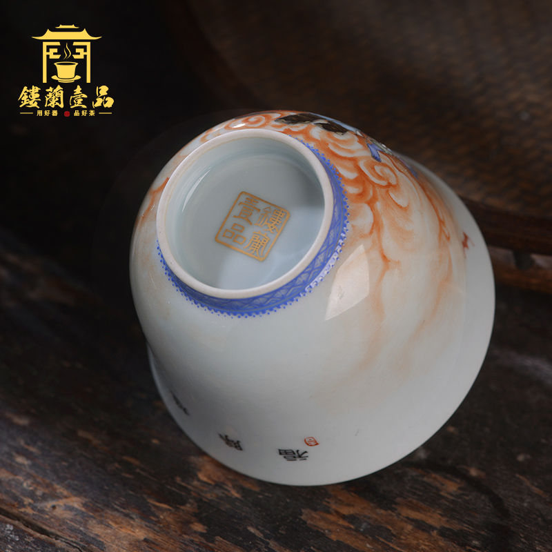 Jingdezhen ceramic all hand - made pastel, informs by master of kung fu tea tea cup large personal single CPU