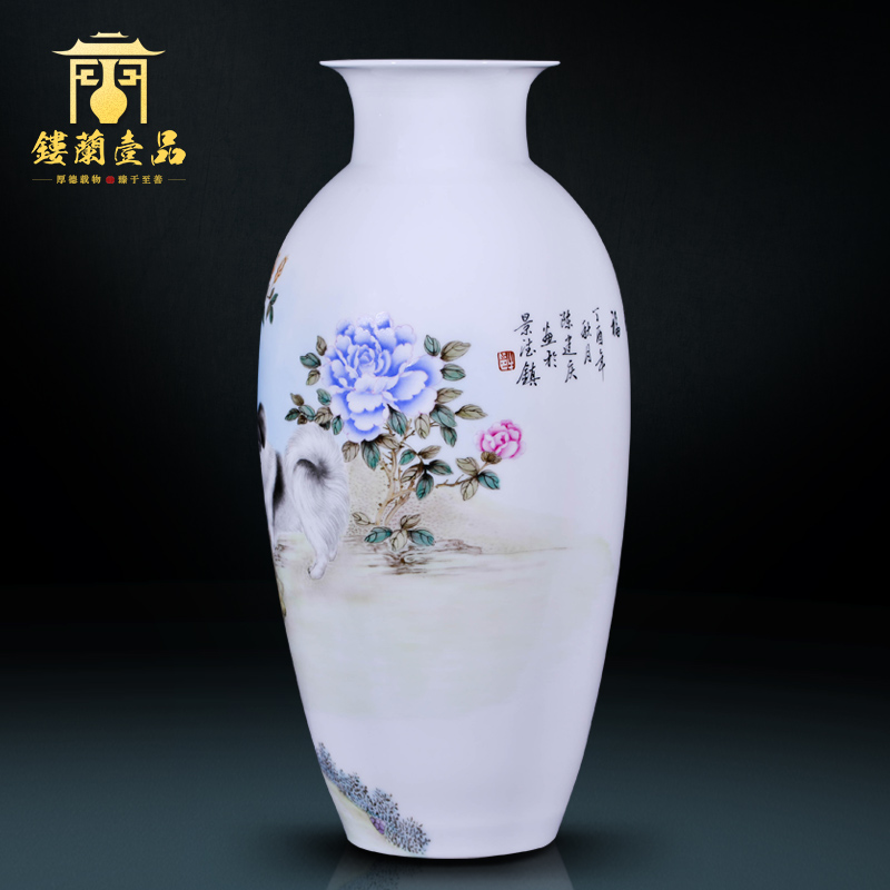 The Master of jingdezhen ceramic completely hand made pink dog its large decorative vase flower arrangement of Chinese style household furnishing articles