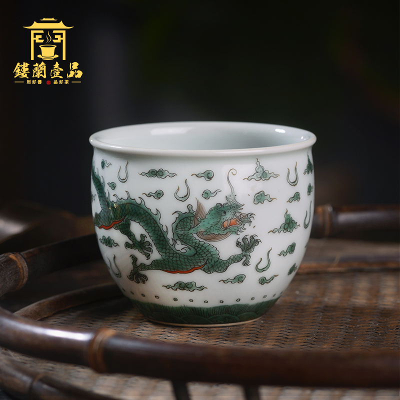 Jingdezhen ceramic hand - made all ancient color dragon playing bead master cup kunfu tea, make tea sample tea cup personal single CPU