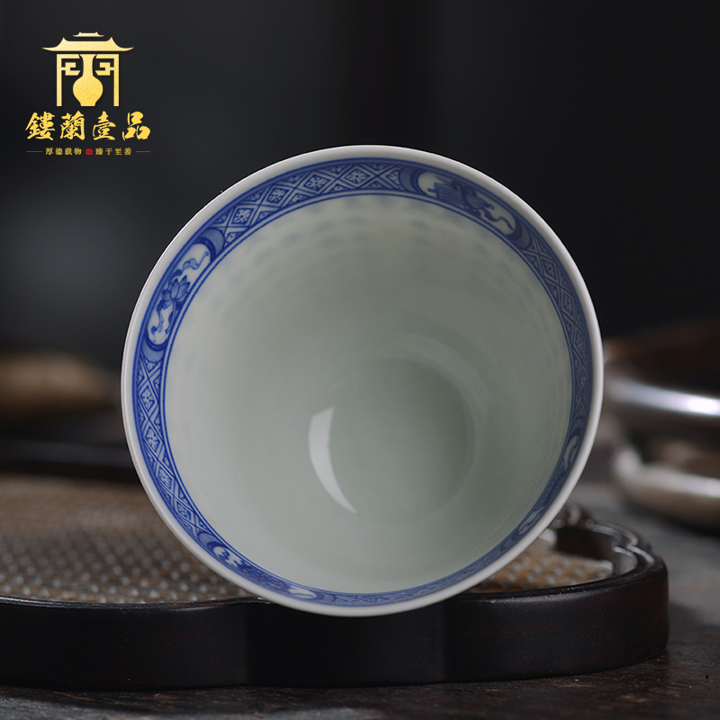 All hand blue prajnaparamita heart sutra masters cup of jingdezhen ceramic kung fu tea cups of tea cups