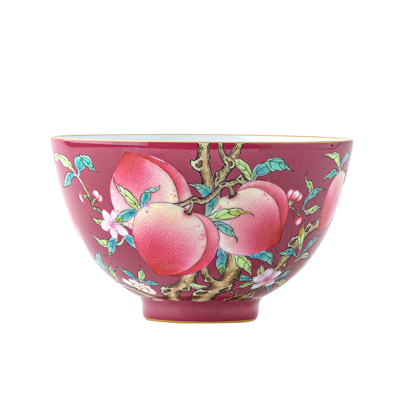 Jingdezhen ceramic all hand - made carmine says peach tea masters cup size bowl of kung fu tea set personal single CPU