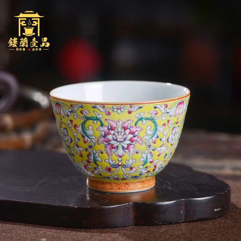 Jingdezhen ceramic all hand made enamel colors branch lotus masters cup from the individual single cup sample tea cup tea cups