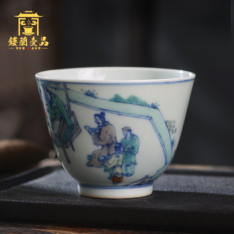 Kunfu tea ware jingdezhen ceramics cup all hand - made ancient color master single cup large sample tea cup fragrance - smelling cup