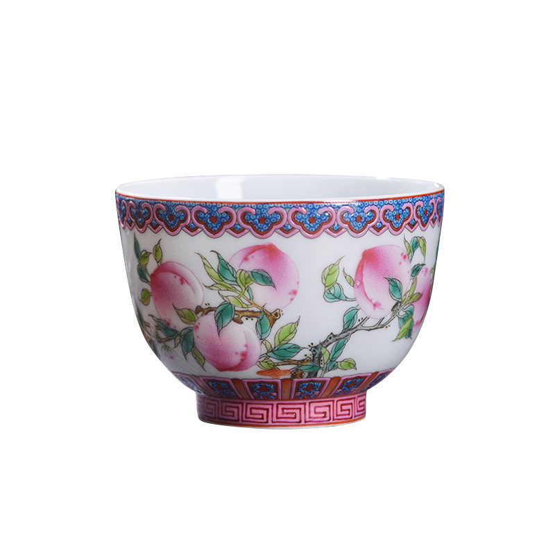 Jingdezhen ceramic all hand - made pastel live long and proper master cup large cups kung fu tea cup, bowl