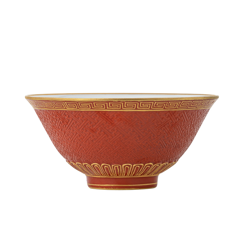 Jingdezhen checking ceramic red glaze see hand - cut master of kung fu tea cup household single cup large bowl