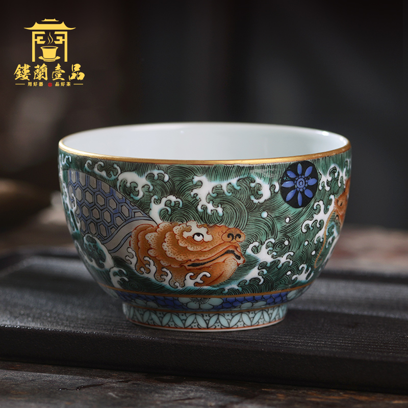 All hand - made ancient dragon turtle master of jingdezhen ceramics kung fu tea tea cup large household single cup bowl