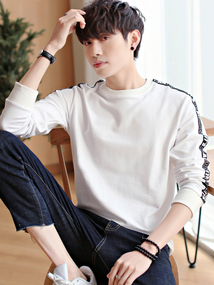 2018新款春季加厚长袖t恤男 套头卫衣圆领大码外套潮打底衫上衣服