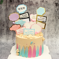 Cake card card birthday party dessert decoration decoration paper card flag can be handwritten name blessing language flag