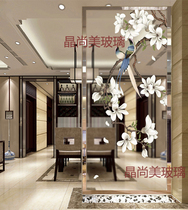 Modern minimalist Art Glass Entry screen partition grinding seconds Double sided light transmission Living room Shoe cabinet Xuanguan Steel Yuran