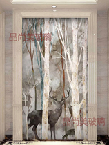 Modern Minimalist Art Glass Entrance Screen Partition Frosted Double-sided Light Transmission Living-room Shoes Cabinet Xuanguan Toughened Elk Deer