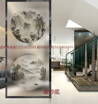 Modern Art Glass Screen Living Room Partition Entrance GENGUAN AISLE BACKGROUND 3D Lottery painted double-sided light transmission landscape painting