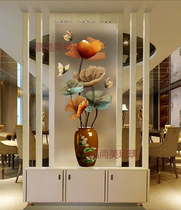 Custom Art Glass Screen Partition Wall Living Room Aisle Xuan Guan Shoes Cabinet Engraving Frosted Sculpted Flower Vases
