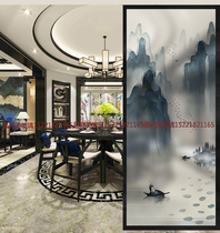Art Glass Partition Screen Xuanguan Bilayer Clip Adhesive Clip Silk Modern Brief Eu Minima Landscape Painting