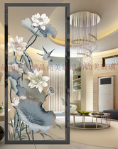 Shanghai Art Glass Xuanguan Partition Wall Screen Solid Deep Sculpture Double-sided Light Transmission Minimalist Style Lotus Bird