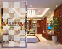 Shanghai art glass double-sided three-dimensional partition entrance Modern deep carved screen Simple lucky tree