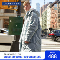 Lilbetter down jacket mens medium and long hooded jacket winter thickened coat mens warm down clothes tide