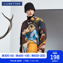 Lilbetter cotton coat mens fashion ins psychedelic camouflage comic printing cotton clothing autumn and winter thickened warm handsome jacket