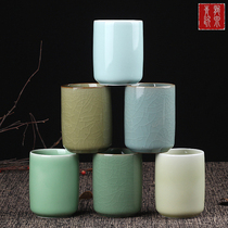 Longquan celadon tea cup ceramic water cup six-color welcome single cup large couple tea cup household water Cup