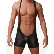 American N2N imitation leather jumpsuit (black) mens performance sex underwear gay products adult