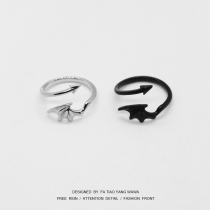 Clockwork home tail Pterodactyl dark European and American punk style Angel demon wing couple ring