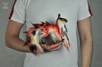 (Customised) Fantasy Bio-Fire Leopard Cat Russian Artist Hands to Hand Puppet Ooak