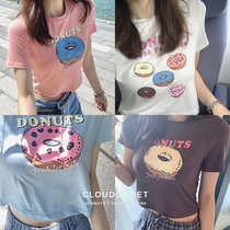 CloudSweet Donuts T homemade donuts tight fit and reduced print T cute teenage girl T-shirt blouse