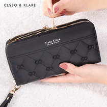 Womens wallet Womens long simple wild double zipper large capacity multi-function clutch wallet can be put on the phone