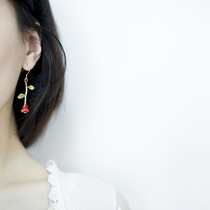 Little Prince Rose Red Flower 925 earrings earrings earrings earless ear clip art small and exquisite