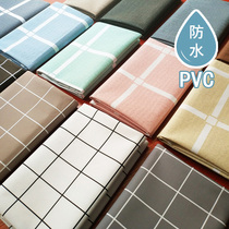 pvc tablecloth Waterproof anti-scalding oil-proof leave-in coffee table tablecloth ins girl household tablecloth net red grid monochrome