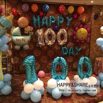 100 days full moon baby 100 days birthday party decoration supplies package Aluminum film balloon cartoon letters