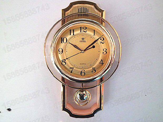 正品特价power霸王挂钟6173 整点音乐报时打点 金色 现代款 客厅