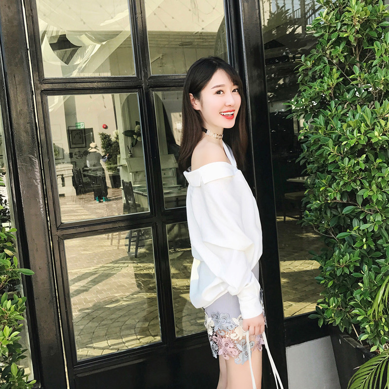 「卢洁云」cariedo 2017春装新款白衬衫女长袖韩版简约气质上衣