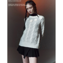 FUSSED niche original designer handmade crochet wool mohair creamy white sweater women loose wear