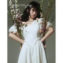 FUSSED original niche designer womens white bubble sleeve French Girl design dress female summer