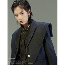 FUSSED niche independent original designer irregular double collar fake two denim suit jacket female autumn