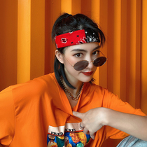 Retro color color color color color square in tide street dance headscarf hip hop chic sports beam with cycling shade towel for men and women