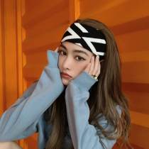 Chic Wind Double F Hair Band Women Ins Nets Red Knit Wide Side Autumn Winter Port Wind Trendy Hair Styled Hair Line Retro Bag Headscarf